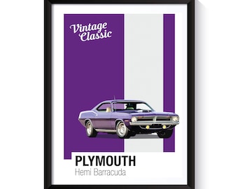 Plymouth Barracuda, American Muscle Cars, Printable Poster, Wall Art For Muscle Car Fans, DIGITAL DOWNLOAD