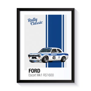 Ford Escort, Mk1 RS1600, World Rally Championship Car, Rally Cars, Printable Poster, Wall Art For Rally Fans, DIGITAL DOWNLOAD