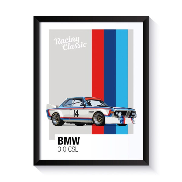 BMW 3.0 csl, Touring Car Championship, Racing Cars, Printable Poster, Wall Art For Racing Car Fans, DIGITAL DOWNLOAD