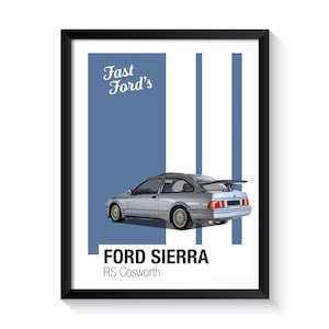 Ford Sierra RS Cosworth, Fast Fords, Printable Poster, Wall Art For Sports Car Fans, DIGITAL DOWNLOAD