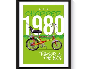 Raleigh Chopper, Chopper Bicycle, Printable Poster, Wall Art for Bicycle Fans/Enthusiasts, 1980s Nostalgia, Digital Download