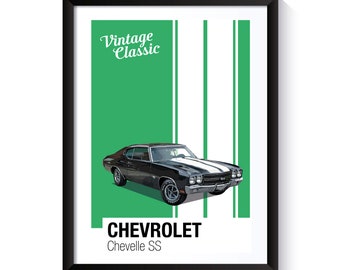 Chevrolet Chevelle SS, American Muscle Cars, Printable Poster, Wall Art For Muscle Car Fans, DIGITAL DOWNLOAD