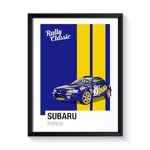Subaru Impreza, World Rally Championship Car, Rally Cars, Printable Poster, Wall Art For Rally Fans, DIGITAL DOWNLOAD