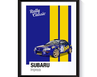Subaru Impreza, World Rally Championship Car, Rally Cars, Printable Poster, Wall Art For Rally Fans, DIGITAL DOWNLOAD