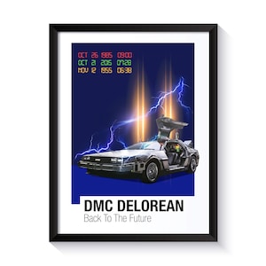 DMC DeLorean, Back To The Future, Famous Cars, Printable Poster, Wall Art For Movie Fans, Office Wall Art, DIGITAL DOWNLOAD
