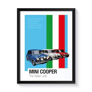 Mini Cooper, Italian Job, Famous Cars, Printable Poster, Wall Art For Movie Fans, Office Wall Art, DIGITAL DOWNLOAD