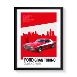 Ford Gran Torino, Starsky And Hutch, Famous Cars, Printable Poster, Wall Art For Movie Fans, Office Wall Art, DIGITAL DOWNLOAD