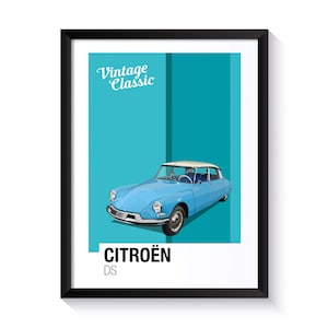 Citroen DS, Classic Cars, Printable Poster, Wall Art For Classic Car Fans, Office Wall Art, DIGITAL DOWNLOAD