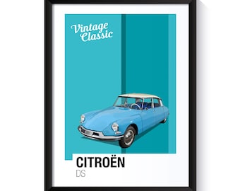 Citroen DS, Classic Cars, Printable Poster, Wall Art For Classic Car Fans, Office Wall Art, DIGITAL DOWNLOAD