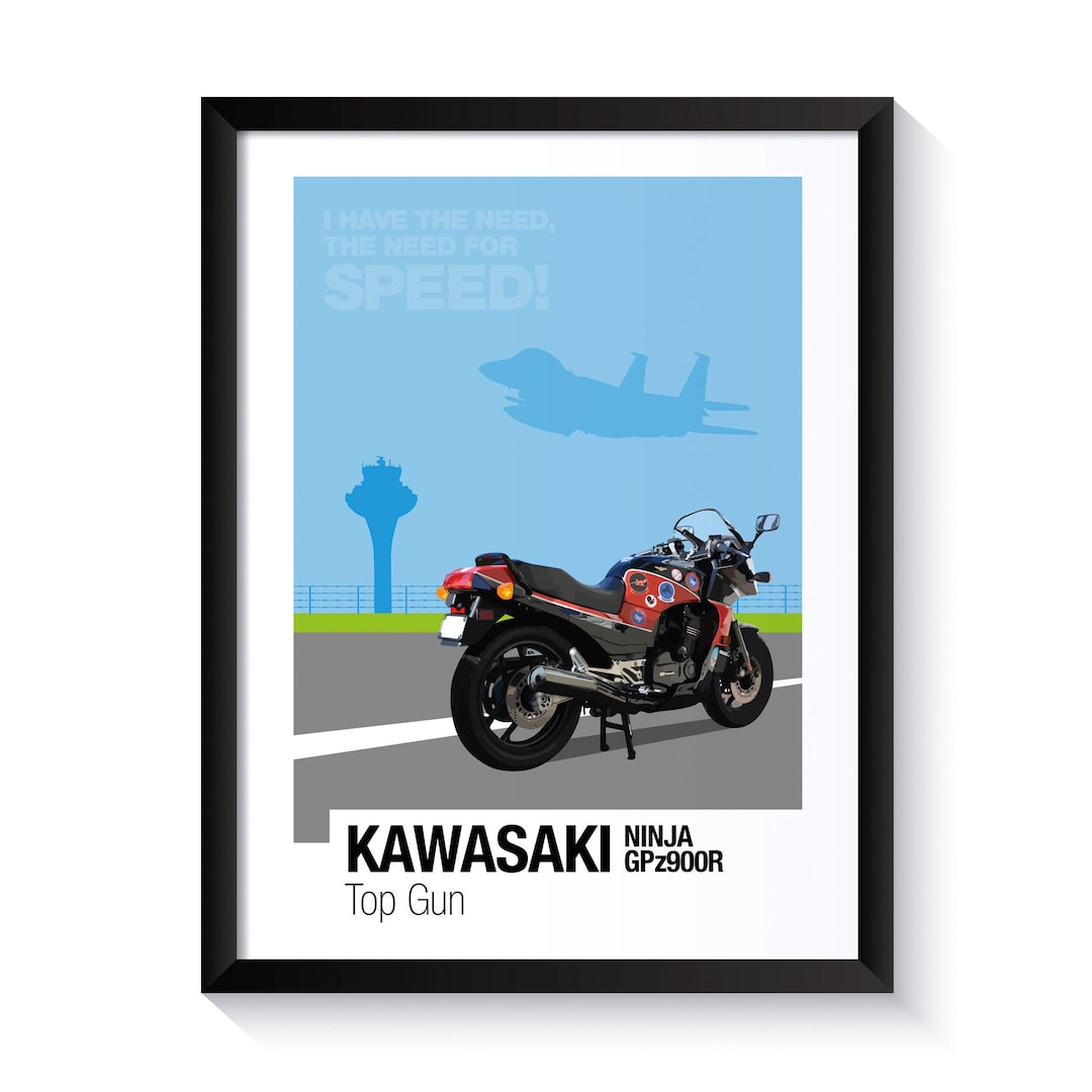 Kawasaki Gpz900r, 'top Gun', Famous Motorbikes, Printable Poster