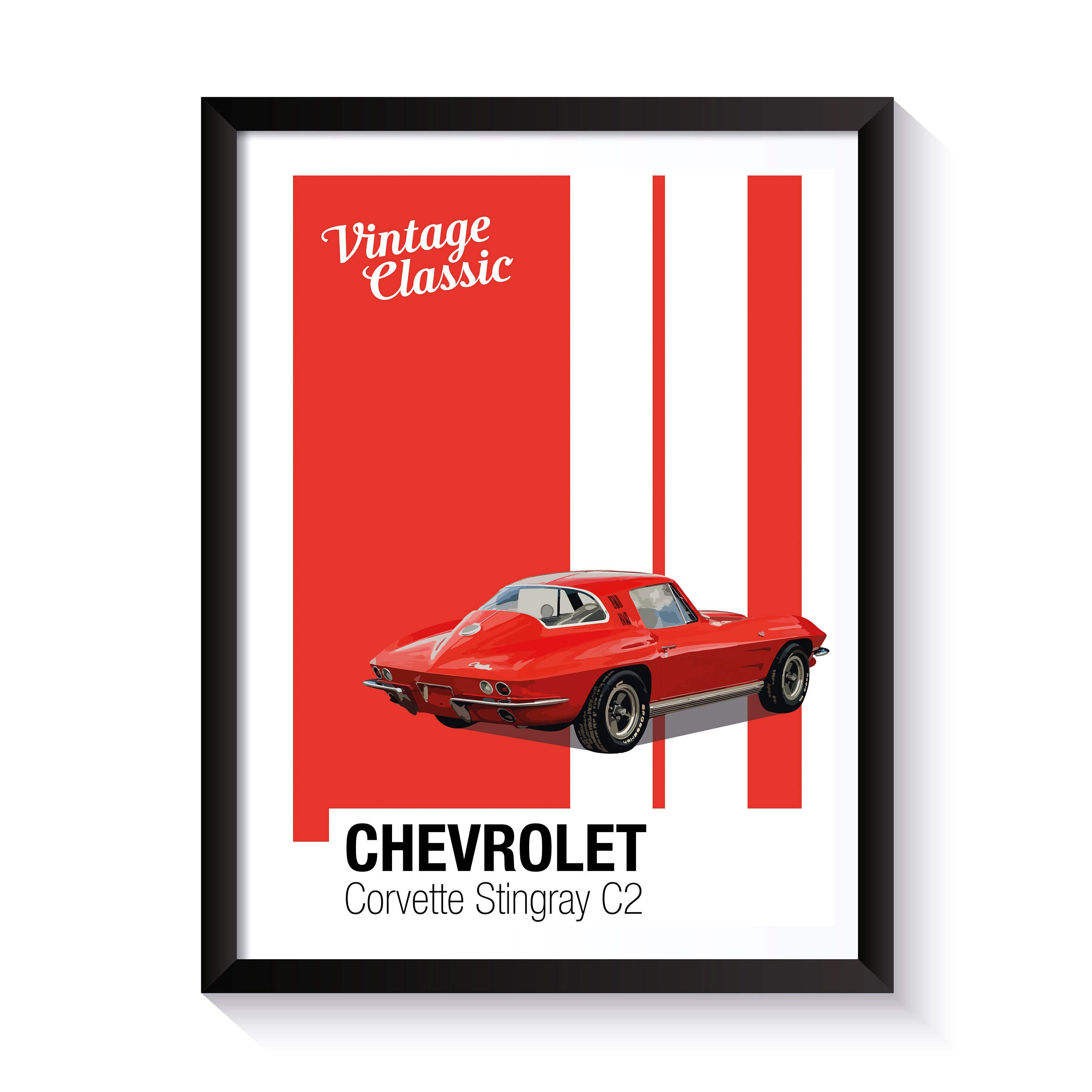 Chevrolet Corvette Stingray C2, American Muscle Cars, Printable Poster, Wall Art For Muscle Car Fans, DIGITAL DOWNLOAD