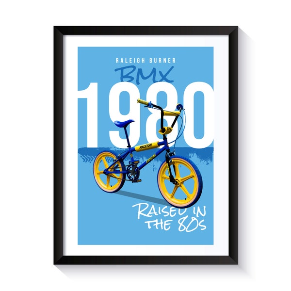 BMX Raleigh Burner, BMX Bicycle, Printable Poster, Wall Art for BMX Fans/Enthusiasts, 1980s Nostalgia, Digital Download