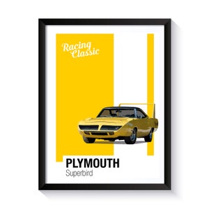 Plymouth Superbird, American Muscle Cars, Printable Poster, Wall Art For Muscle Car Fans, DIGITAL DOWNLOAD