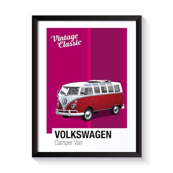 Volkswagen Camper, VW Camper, Classic Cars, Printable Poster, Wall Art For Classic Camper Fans, DIGITAL DOWNLOAD