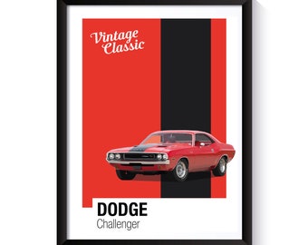 Dodge Challenger, American Muscle Cars, Printable Poster, Wall Art For Muscle Car Fans, DIGITAL DOWNLOAD