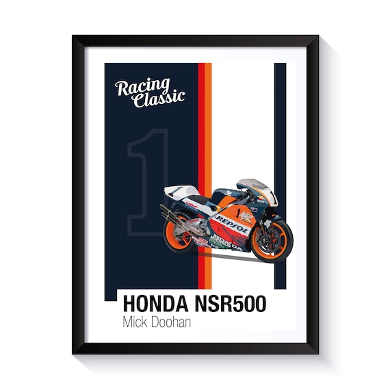 Honda NSR500, Mick Doohan, Racing Motorbikes, Printable Poster