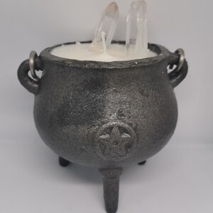 Hocus Pocus Cauldron Candle with Quartz Soy Wax Candle Handpoured Handcrafted Candle Cruelty Free Cauldron Witchcraft image 5