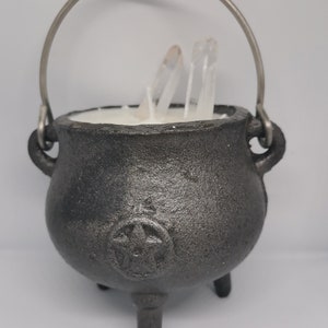 Hocus Pocus Cauldron Candle with Quartz Soy Wax Candle Handpoured Handcrafted Candle Cruelty Free Cauldron Witchcraft image 2