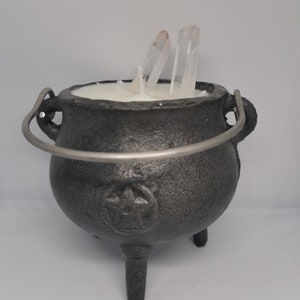 Hocus Pocus Cauldron Candle with Quartz Soy Wax Candle Handpoured Handcrafted Candle Cruelty Free Cauldron Witchcraft image 3