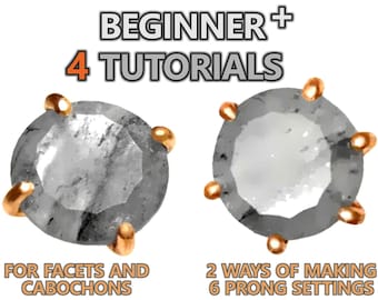 BEGINNER wire tutorials: NO SOLDERING wire wrapped settings for faceted stones and cabochons - very detailed instructions jewelry making diy