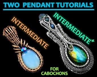 Tutorial TWO PACK - wire wrapped bezel settings for cabochons: two INTERMEDIATE tutorial books jewelry making wrapping weaving stone setting