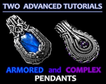 TWO ADVANCED wire wrapping tutorials - No SOLDERING: Armored and Complex wire wrapped pendants, step by step instructions on every detail