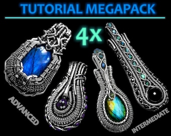 Wire wrapping tutorial MEGAPACK - INTERMEDIATE to very ADVANCED No soldering; Armored, Complex, Bezel set & Deco pendants, detailed ebooks