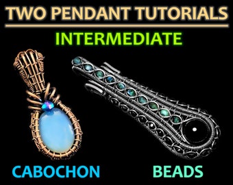 Tutorial TWO PACK - wire wrapped bezel & bead settings: easy and normal INTERMEDIATE tutorial book jewelry making wrapping weaving