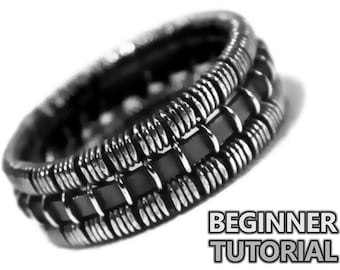 BEGINNER Wire wrapped ring TUTORIAL - soldering optional. PDF file, instant download, wedding band, industrial wirewrap wirewrapped diy