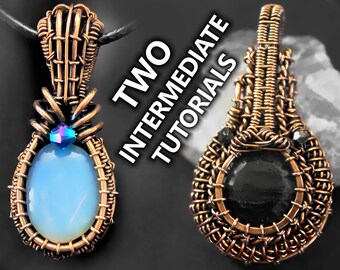 TWEE tutorials voor het inwikkelen van tussenliggende draad - GEEN SOLDEER bezelinstellingen voor gefacetteerde stenen & cabochons sieraden wrap weave setting hanger diy