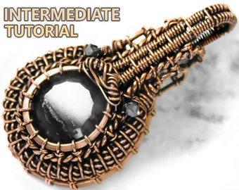 IMTERMEDIATE faceted pendant tutorial - detailed step by step INSTRUCTIONS wirewrap DIY digital book jewelry learn how to wrap. no soldering