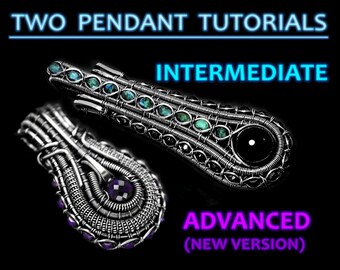 TWO INTERMEDIATE wire wrapping tutorials - No SOLDERING: Complex & Deco pendants, using only beads step by step instructions on every detail