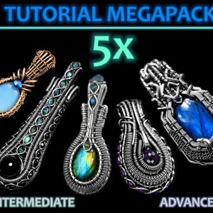 Wire Wrapping MEGAPACK -einfache INTERMEDIATE bis sehr FORTGESCHRITTENE Tutorials -5 gesamt Kein Löten; Lünettenfassungen, Deko, Komplexe & Gepanzerte Anhänger