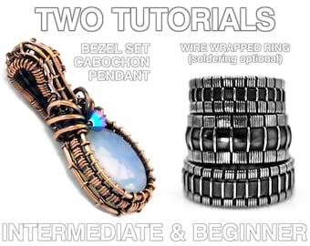 DEUX tutoriels - DÉBUTANT ET INTERMÉDIAIRE fil enroulé lunette réglage cabochon pendentif industriel anneau livre fabrication de bijoux emballage tissage wrap