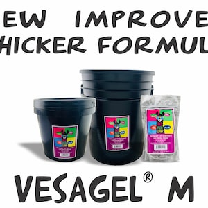May include: Three black plastic buckets of different sizes with a label that says "No Prob Llama" and the text "Vesagel® M Standard Lip Gloss Base". The label has a cartoon llama with rainbow colors and lips. The text "New Improved Thicker Formula" is at the top of the image.