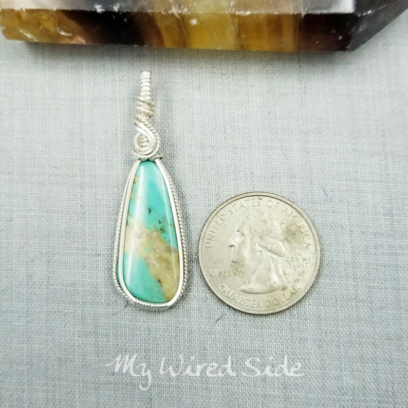 December Birthstone 25th Anniversary Gift Turquoise Pendant 11th Anniversary Stone Silver Anniversary Jewelry Wire Wrapped Pendant