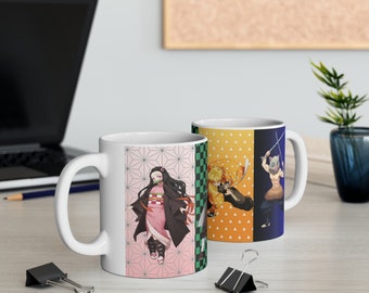 Demon Slayer, Nezuko, Tanjiro, Zenitsu, Inosuke, Ceramic, 11 oz, Mug, Anime, Manga