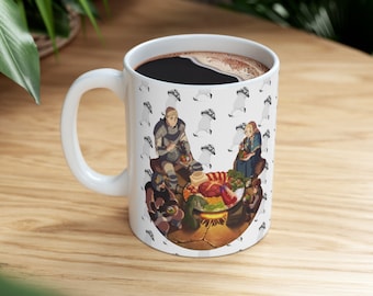 Delicious in Dungeon, Senshi, Laios, Marcille, Chilchuck, Walking Mushroom, Ceramic, Mug, 11oz, Anime, Manga, Gift
