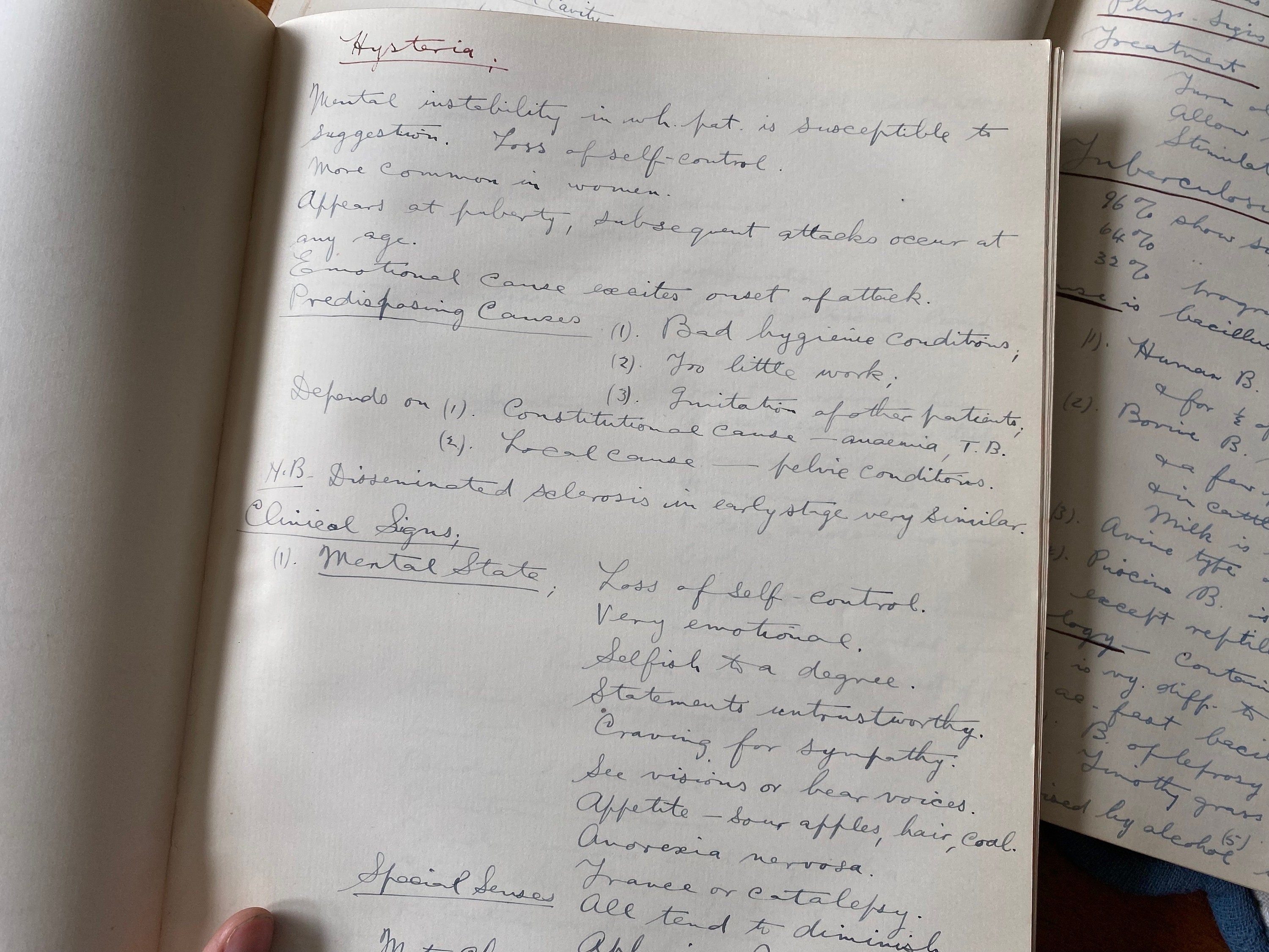 1922 Handwritten Medical Student Notebooks on Hysteria, Tuberculosis ...
