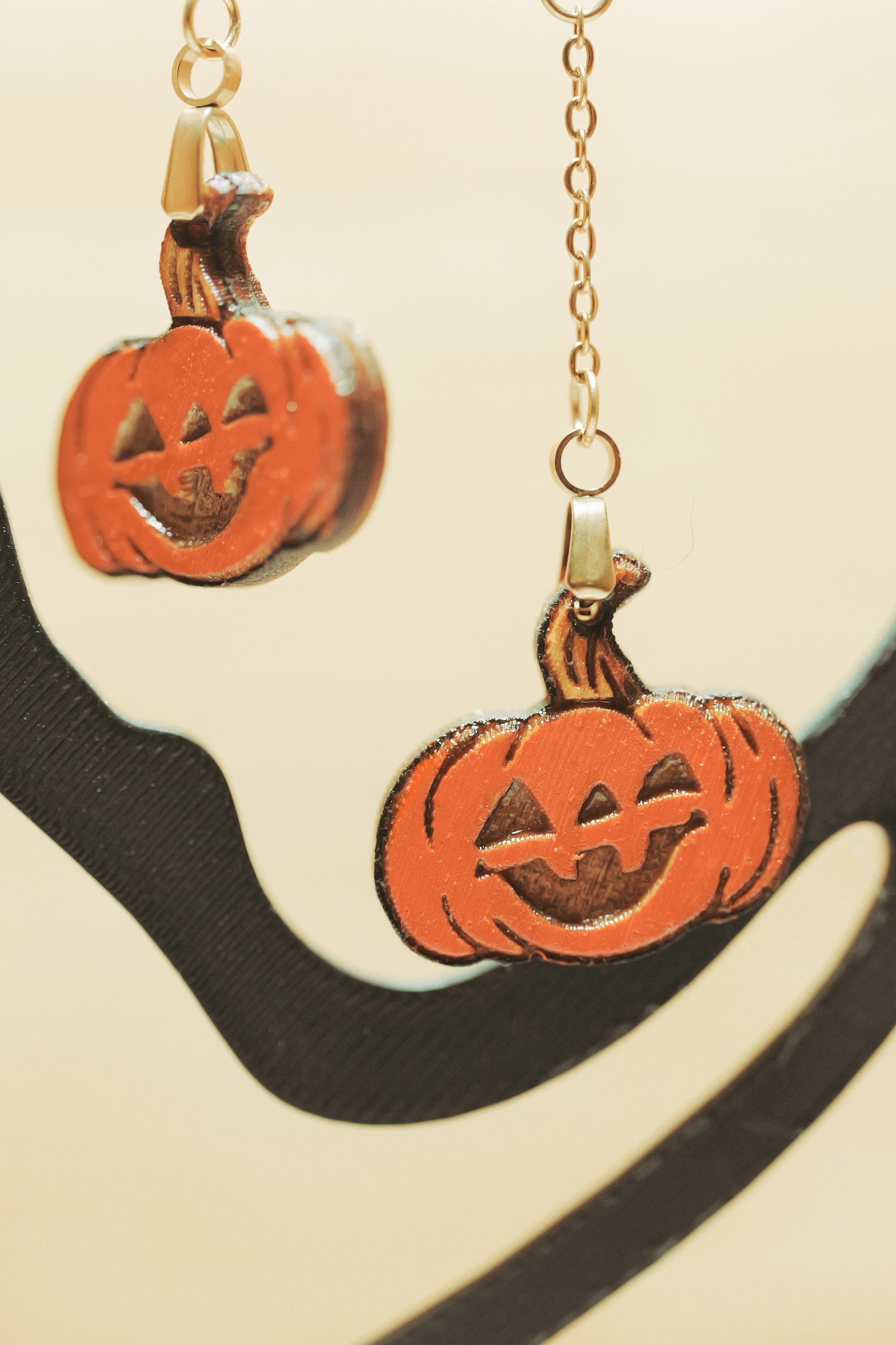 Grinning Jack-O'-Lantern Earrings | Small Halloween Pumpkin Dangles