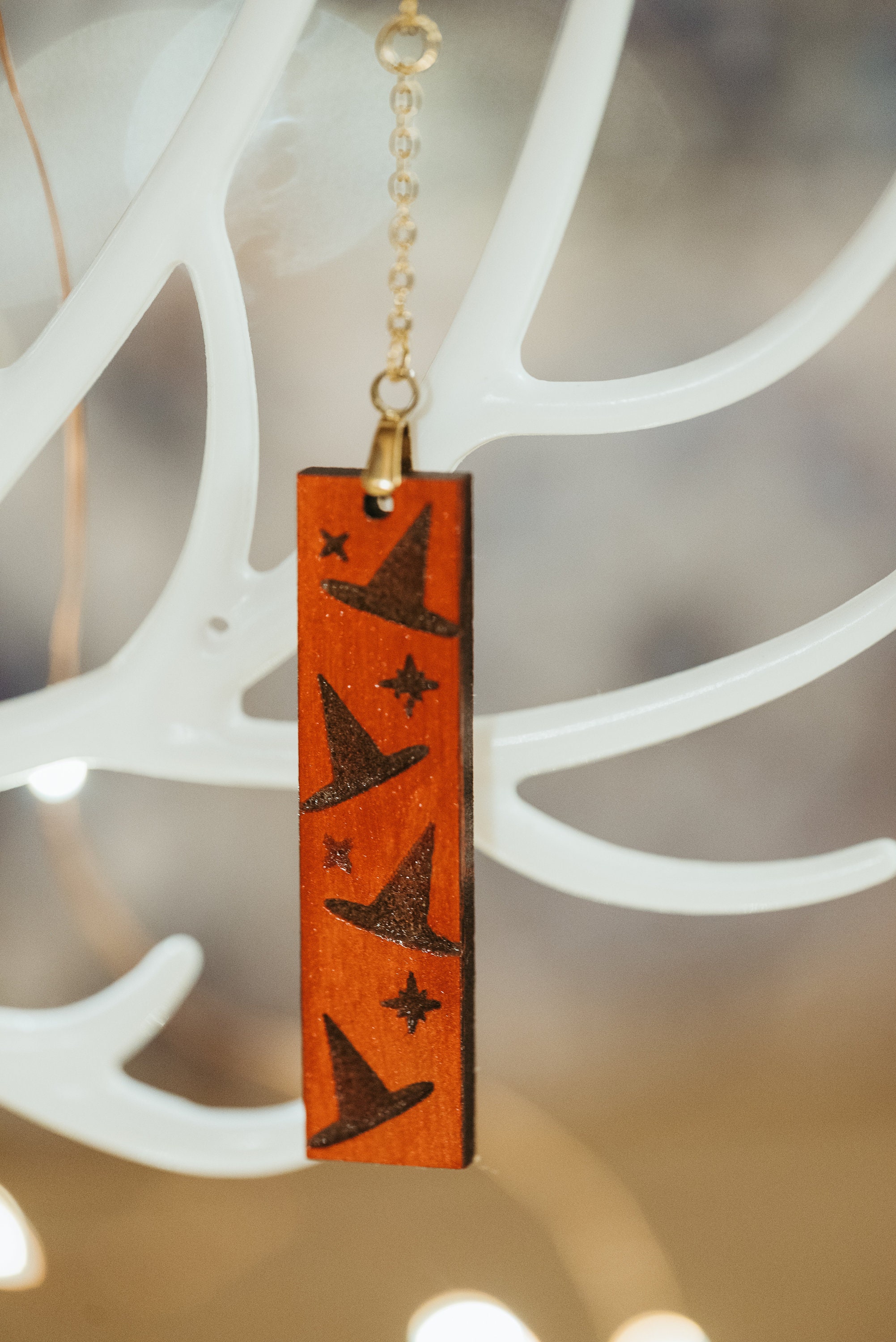 Witch Hat Dangle Earrings: Burnt Orange Halloween Jewelry - Thumbnail 2