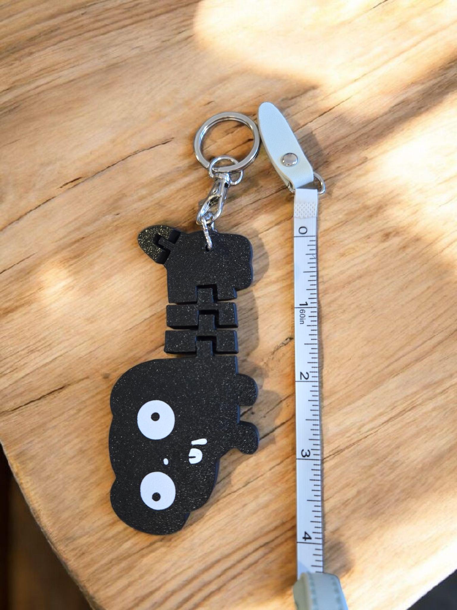Black Pug Fidget Keychain: 3D Printed Derpy Dog Mom Gift - Thumbnail 2