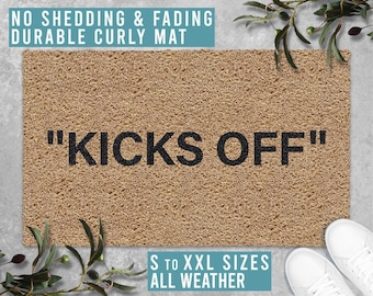 KICKS OFF Hype Black White Sneakers Doormat Welcome Mat Funny Doormat Housewarming Gift All Weather Durable Curly Mat SM0245
