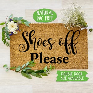 Shoes Off Please Doormat Funny Welcome Mat Farmhouse Outdoor Rug Custom Doormat, Housewarming Gift CC164