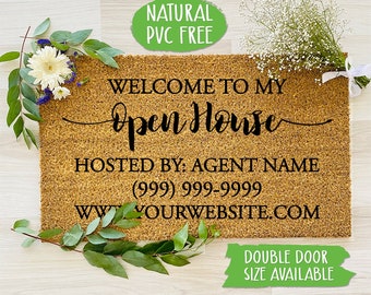 Open House Realtor Doormat Home Listing Welcome Mat House Selling Front Door Mat Real Estate Agent Gift, Custom Doormat CC211