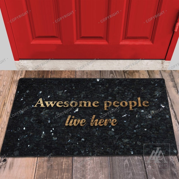 Awesome People Live Here Doormat Granite Look Door Mat Welcome Etsy