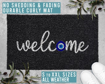 Welcome Evil Eye Doormat Welcome Mat Funny Door Mat Housewarming Gift All Weather Durable Curly Mat SM0061