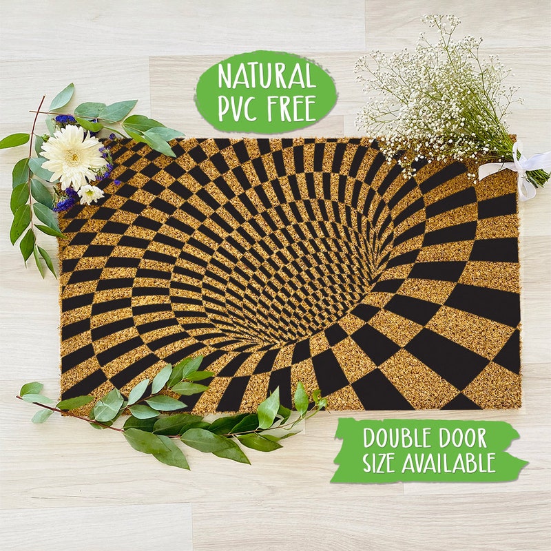 Yellow and purple spin illusion. Door Mat