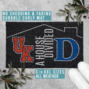A House Divided Sports Doormat Your Favorite Team Personalized Welcome Mat Man Cave Fathers Day Gift All Weather Durable Curly Mat SM0072