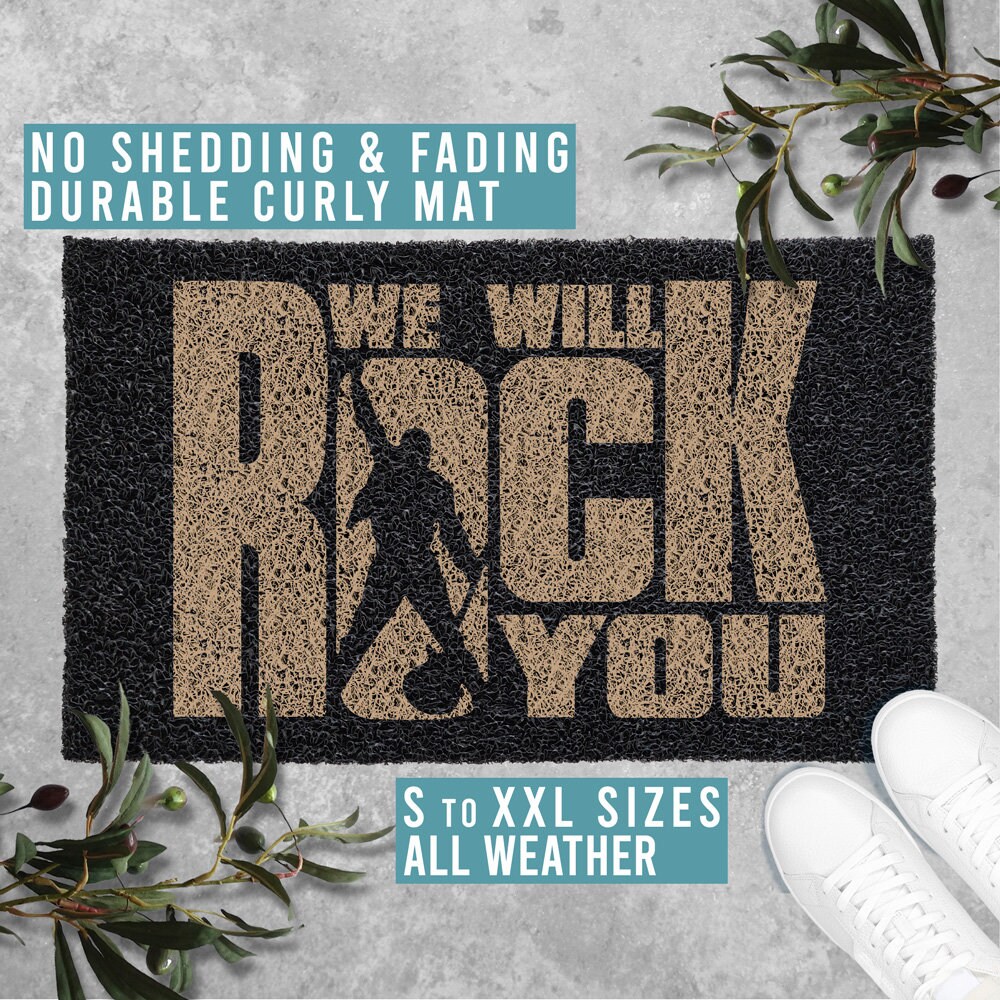 We Will Rock You Doormat Welcome Funny Rock Lyrics Mat Housewarming Wedding Closing Gift All Weather Durable Curly Mat SM0244